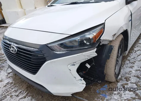 2017 Hyundai Ioniq Hybrid Blue z USA, uszkodzony, nr VIN KMHC65LCXHU031884